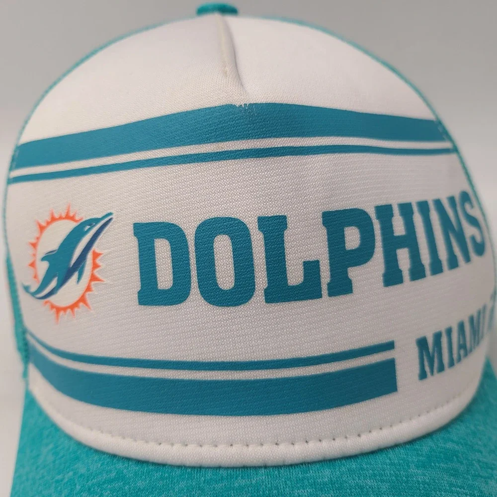 Miami Dolphins Hat Fitted M-L Mesh New Era 39Thirty‎ Aqua White NFL Football Men